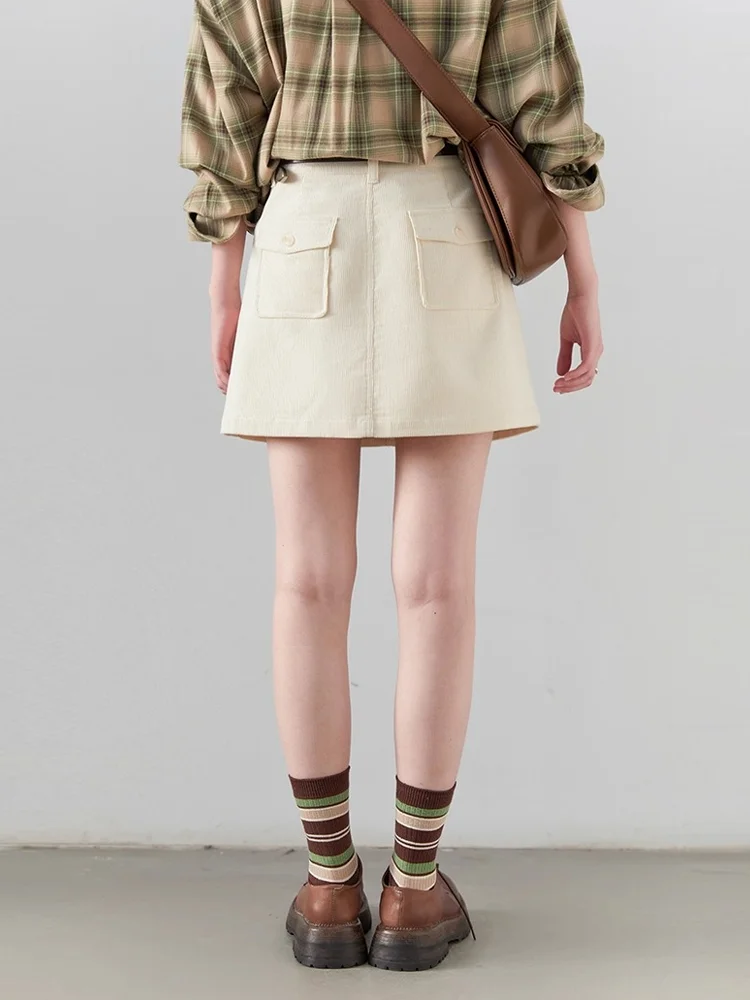 شيك فين التنانير النسائية عادية ألف خط جديد ريترو عالية الخصر سروال قصير نصف تنورة حفرة شريط مكتب تنورة للسيدات ربيع الخريف 2025