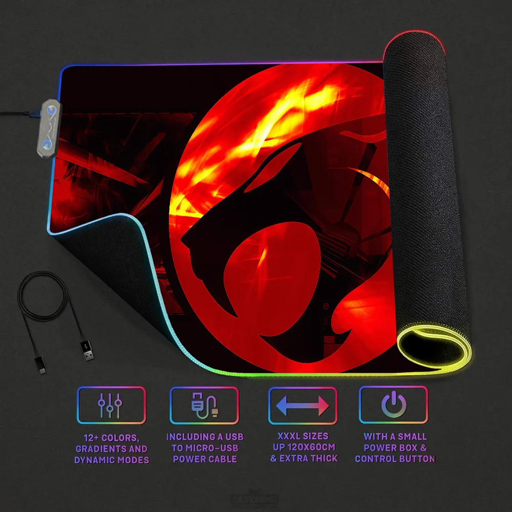 لوحة الماوس مكتب الكمبيوتر المنزل RGB مصباح ليد عدم الانزلاق مكتب حصيرة USB العلوم لعبة كبيرة ThunderCats المطاط قاعدة الخيال مقاوم للماء