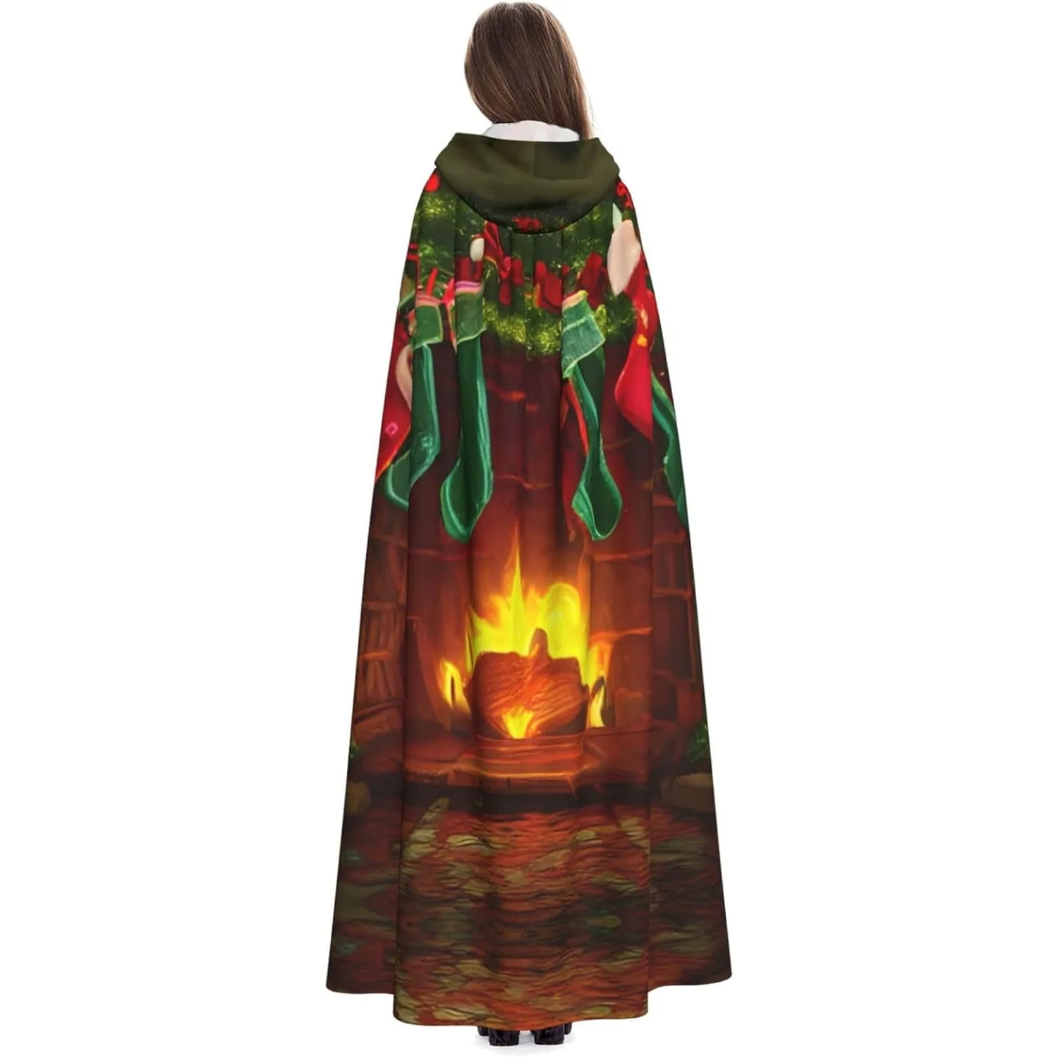 

Веселый рождественский принт, карнавальная фестивальная накидка для взрослых, накидка для косплея, костюм для вечеринки в готическом стиле, халат ведьмы