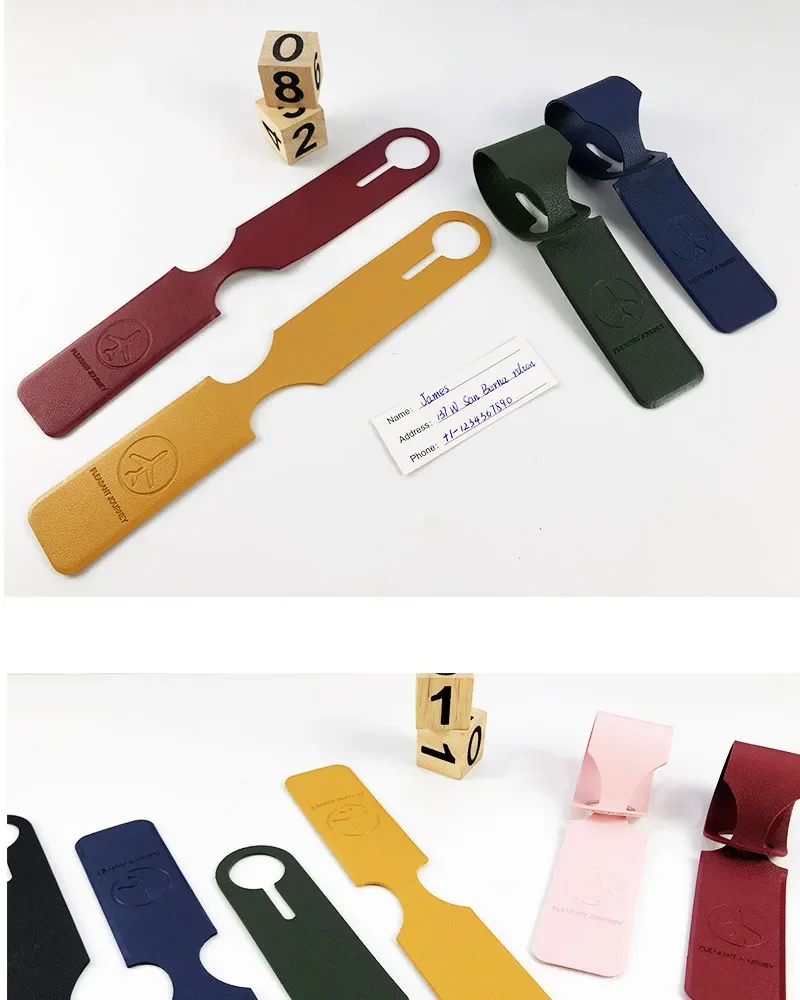 Männer Frauen Gelb PU Leder Gepäck Tag Tragbare Koffer Kennung Label Gepäck Boarding Tasche Tag Halter Reise Zubehör – Detail 7