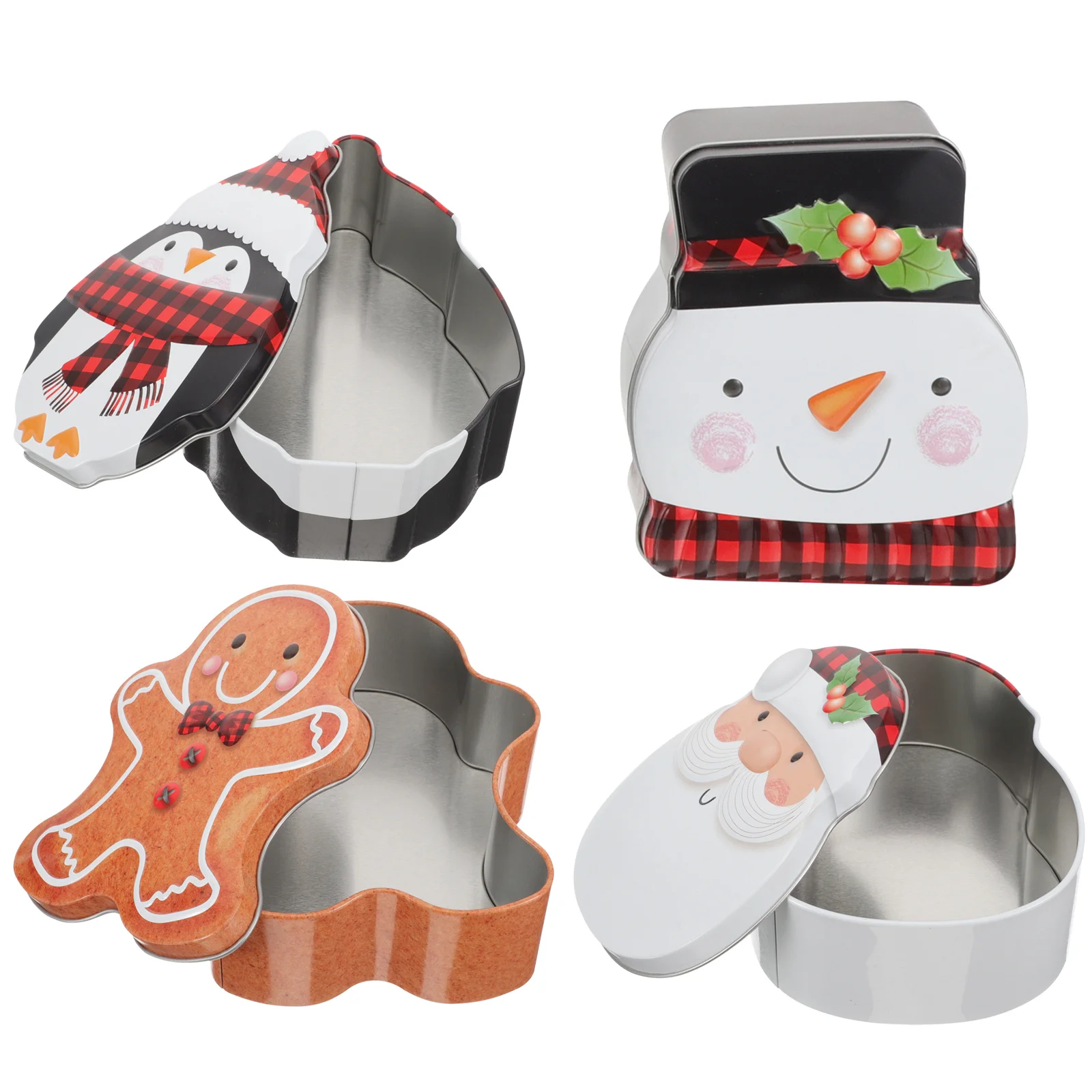

4Pcs Xmas Christmas Candy Case Tinplate Storage Box Biscuit Container Gift Box Decorative Candy Holder Reusable