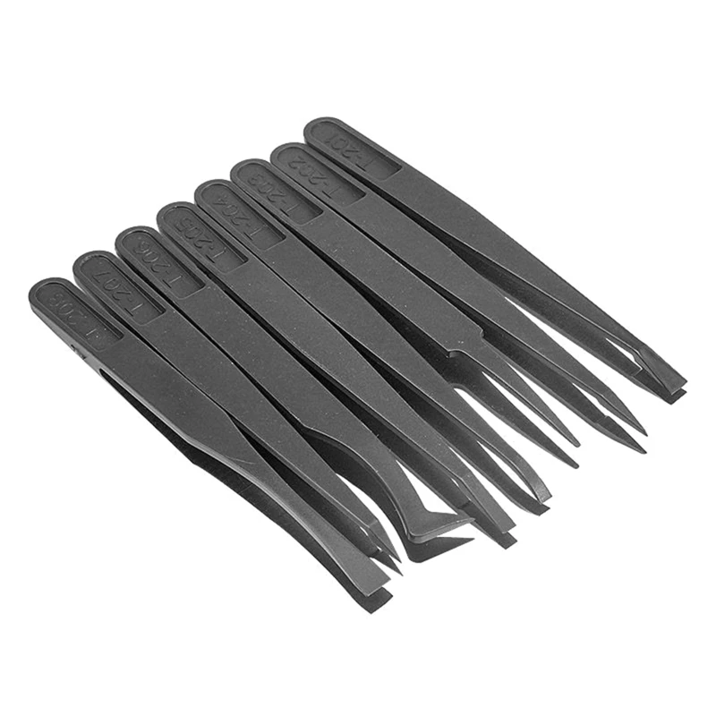 

8 Pieces Tweezers Plastic Anti-Static Tweezers for Electronics Jewelry-Making Laboratory Work Repairing Hobbies Durable Dropship