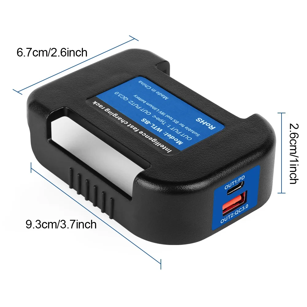 Adapter for BOSCH 18V battery with dual output Convert to power bank fast charging Portable rack batteries converter