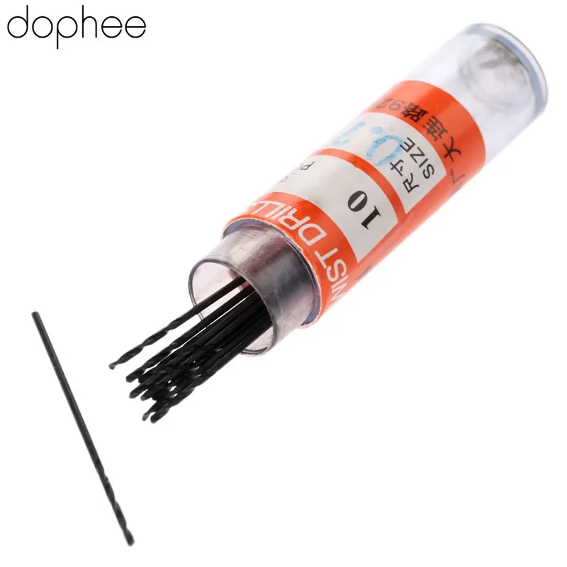 Dophee 10Pcs 0.7 Mm Mata Bor HSS Kecepatan Tinggi Baja Mata Bor Set Micro Lurus Betis Pengeboran Alat untuk Bor Listrik