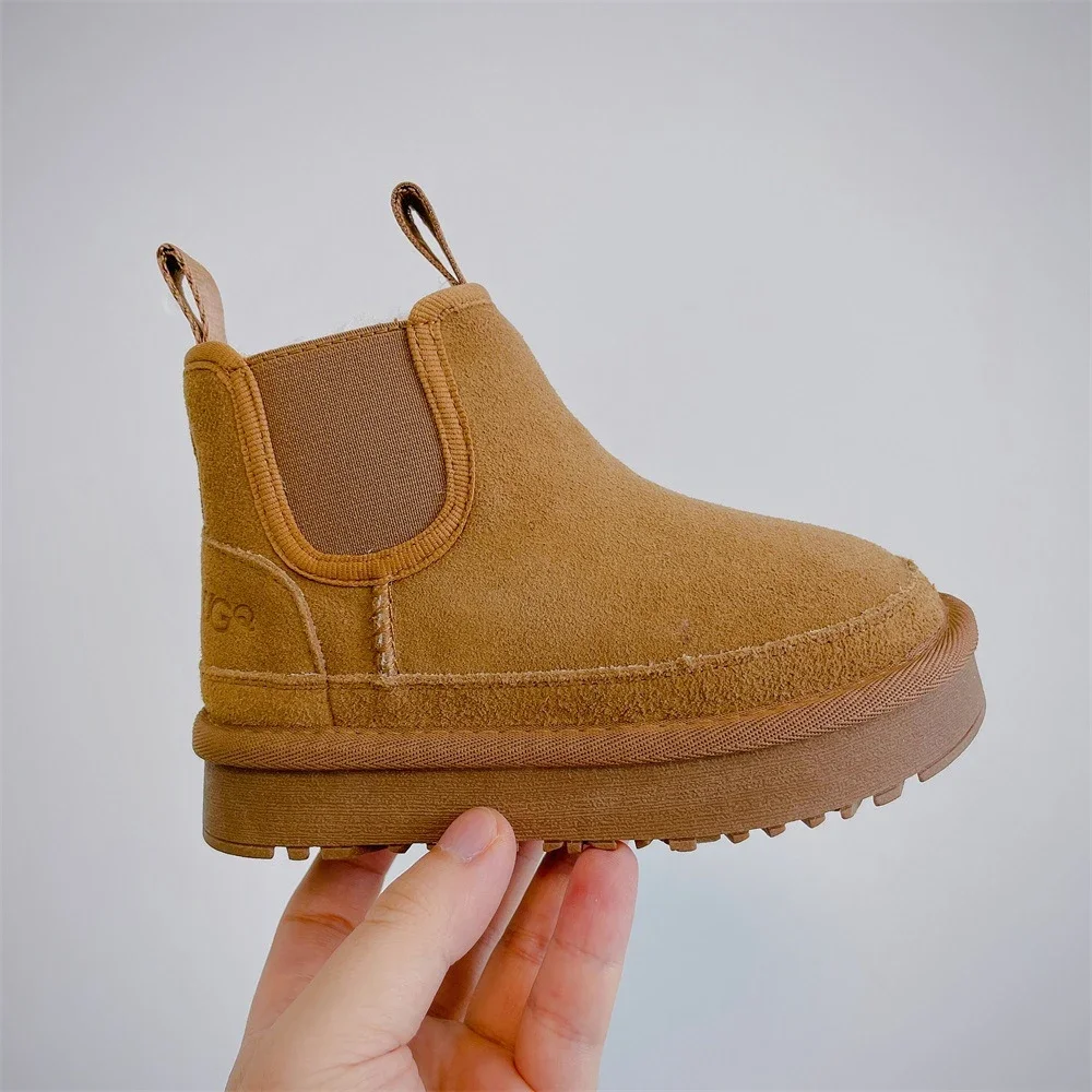 

Winter children's New Style cotton boots girls warm snow boots fashionable snow waterproof genuine leather cotton boots