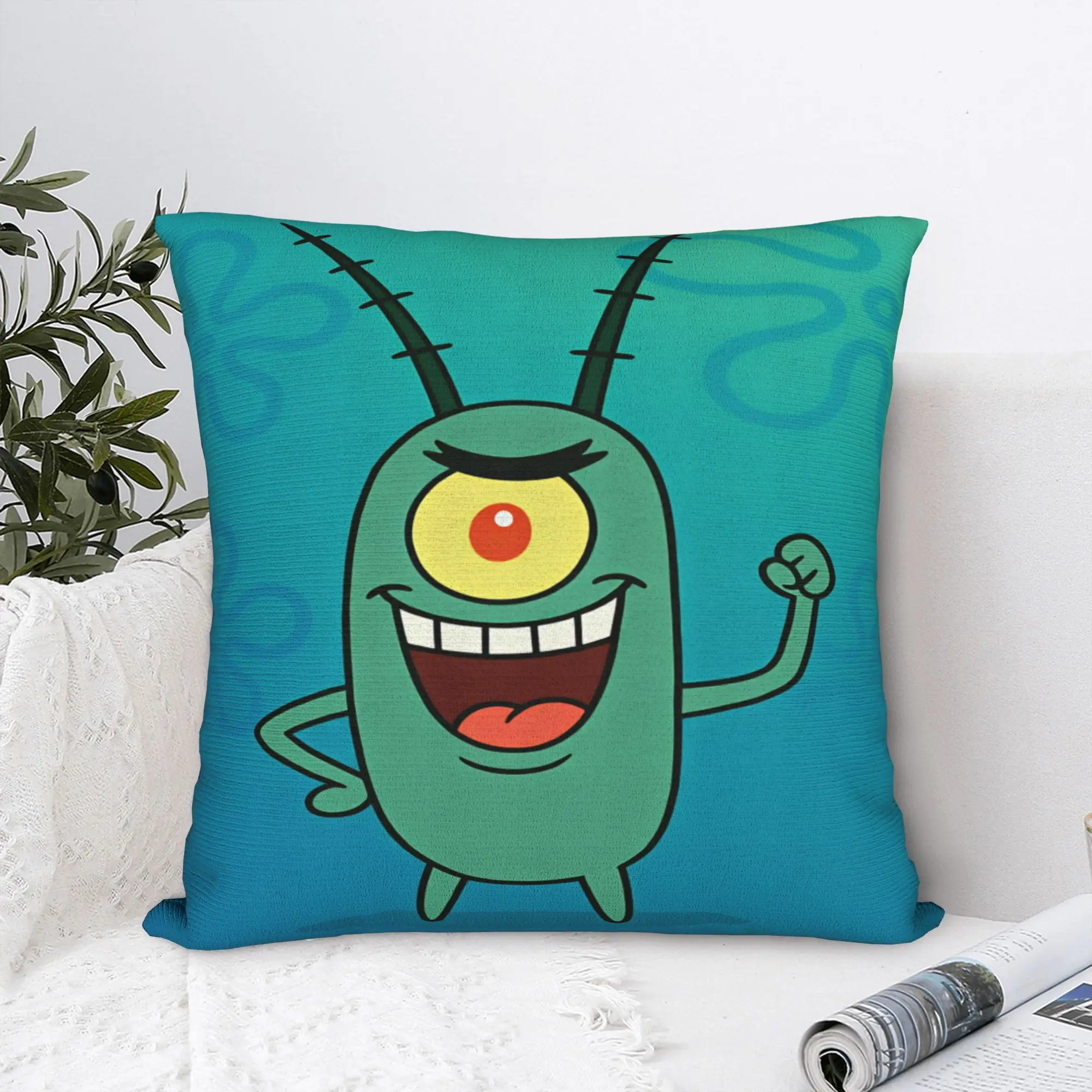 Pillow Case SpongeBobs Plankton  Graphic  Pillow Cover For Sofa Home Decoration Novelty Pillowcases