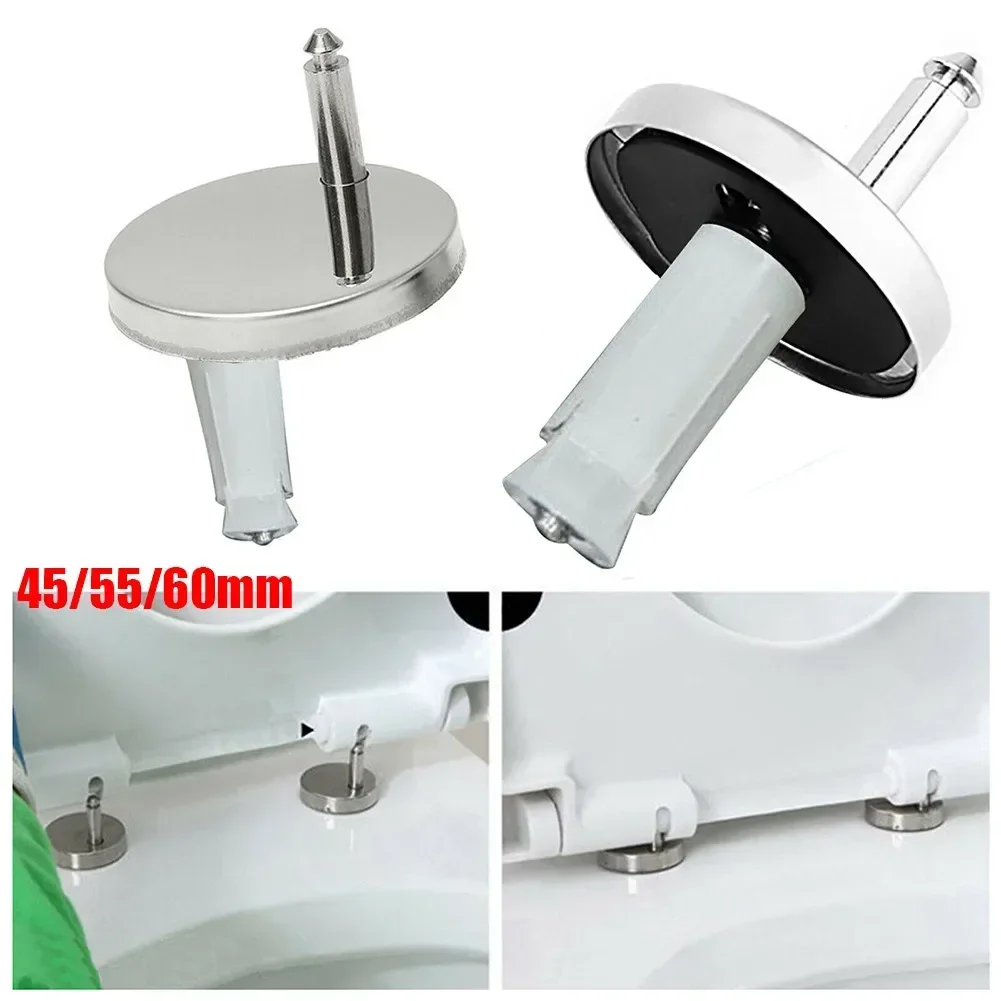 2x Toilet Seat Hinge Standard Top Close Great For Heavy Duty Hinge Home Old Toilet Quick Replacement Sliver Soft