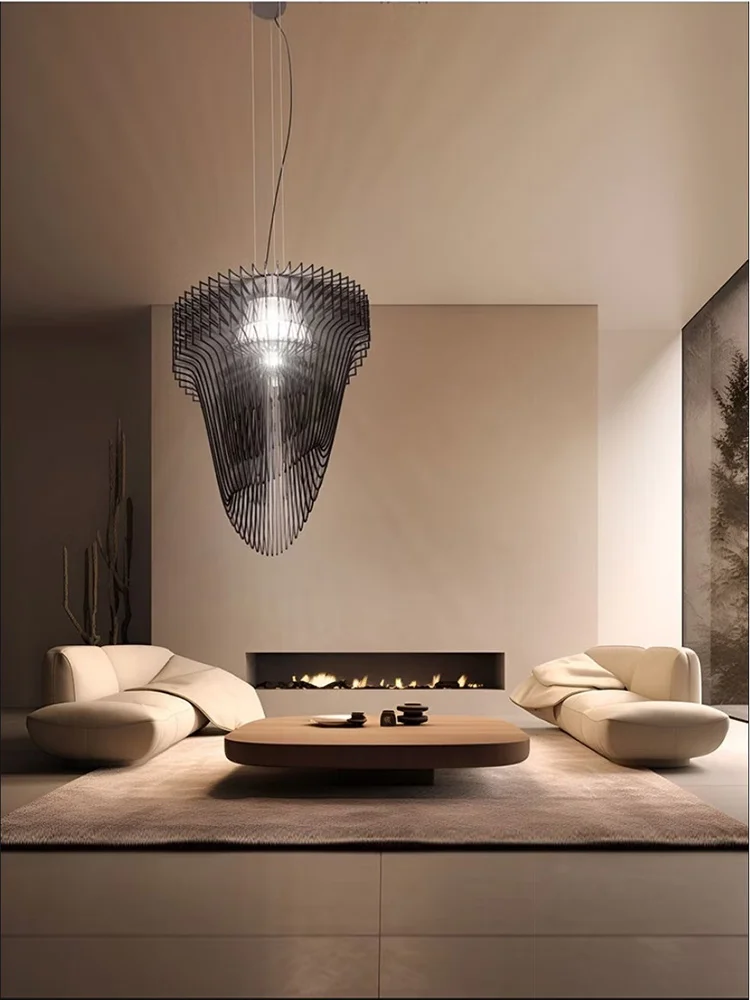 

2024 New Trend Post-Modern Classic Streamline Chandeliers Unique Home-applicant Lustre LED Dimmable Lamps For Living Room