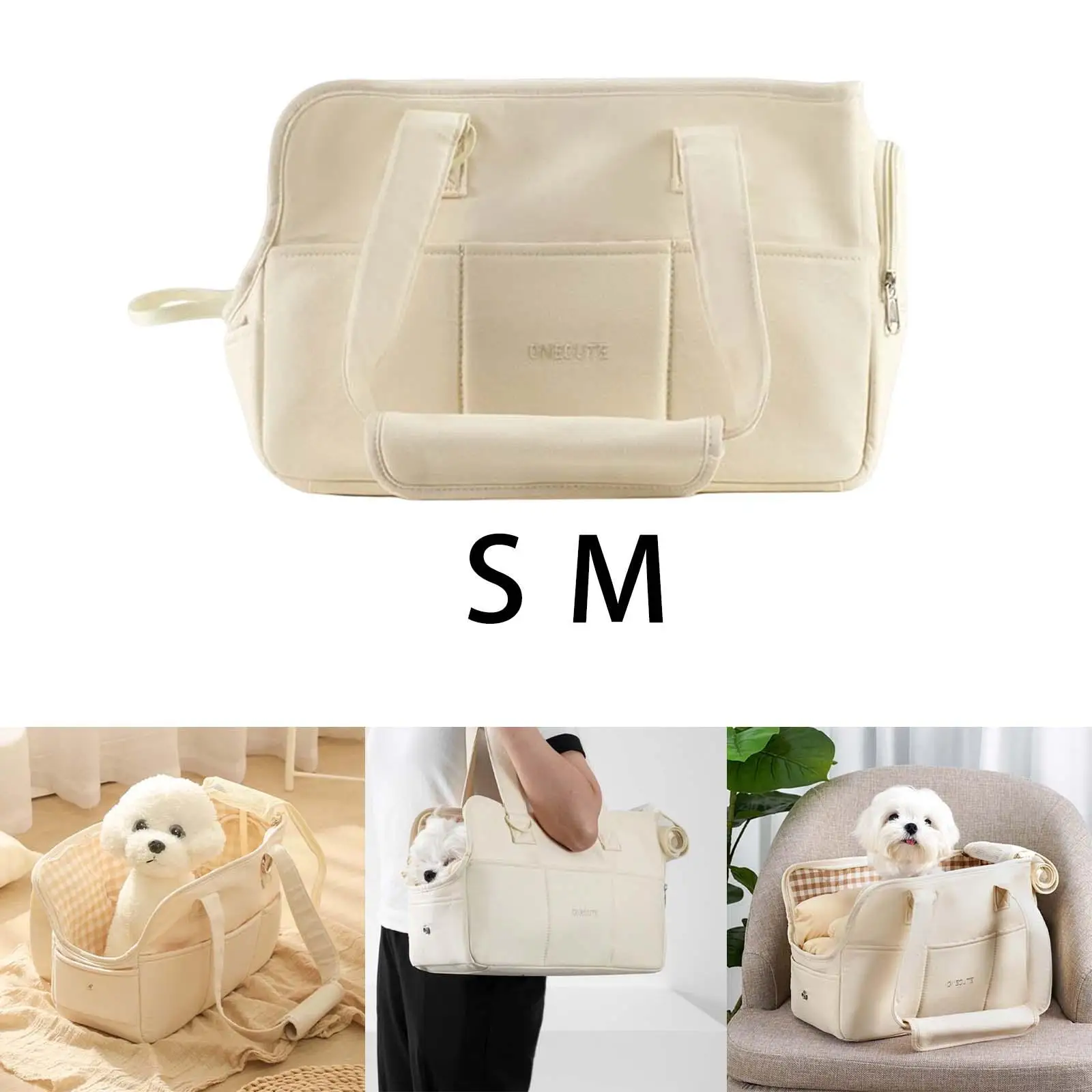 Bolso elegante para cachorros, bolsos de hombro, resistente al desgaste, color beige, para transportar perros