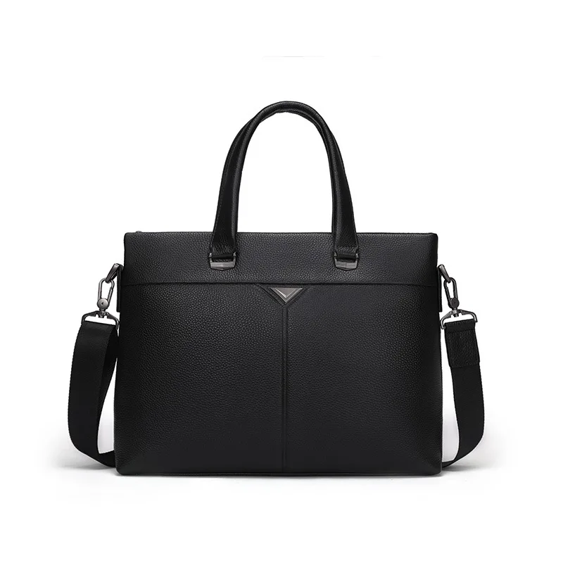 حقيبة ساعي أصلية للرجال حقيبة جلدية ماركة فاخرة طبقة علوية من جلد البقر حقيبة يد رجال الأعمال مقاوم للماء سعة كبيرة