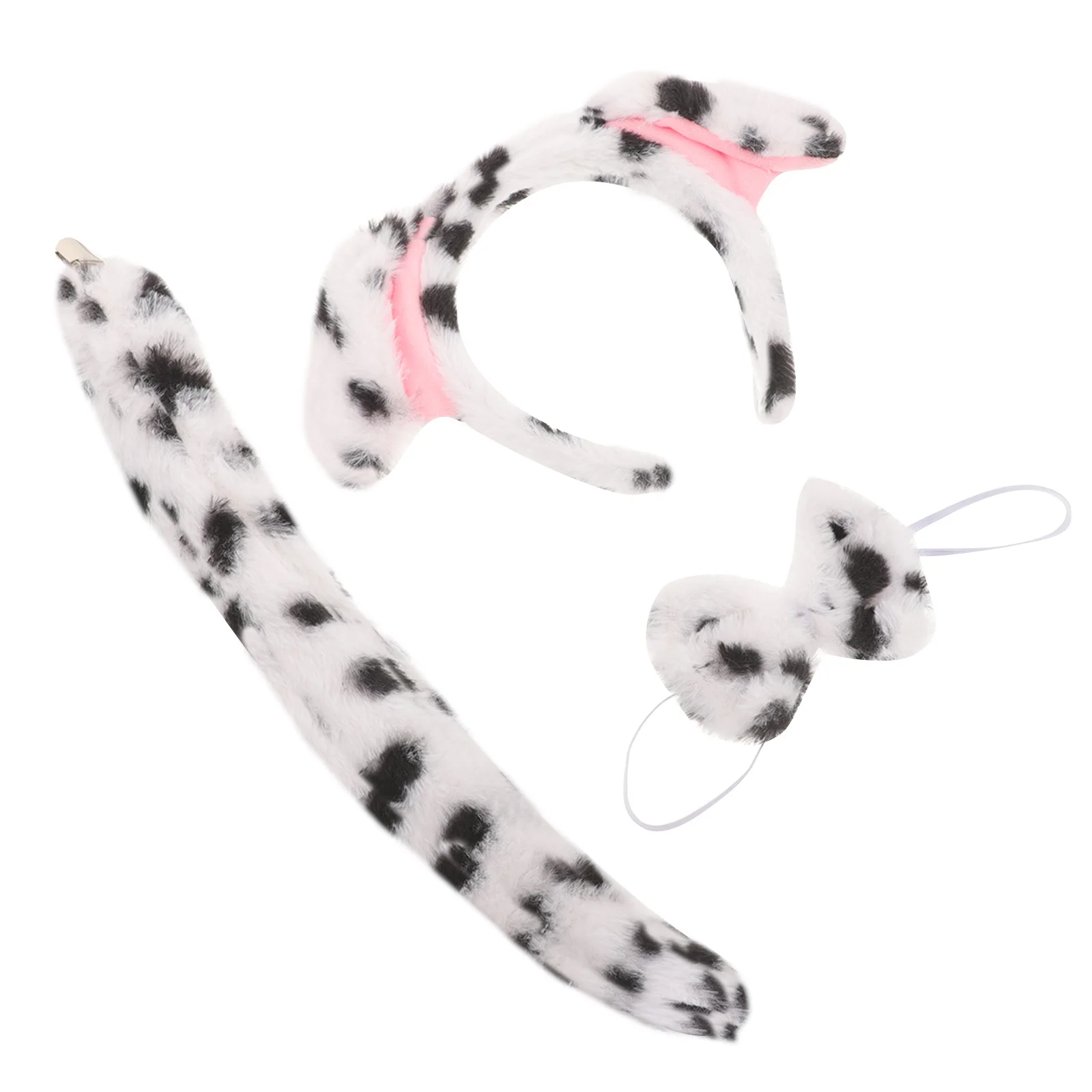 1 set Pudding Hond Hoofdband Set Gevlekte Puppy Oren Bowtie Staart Kostuum Accessoires Voor Cosplay Party Halloween Dierenoor