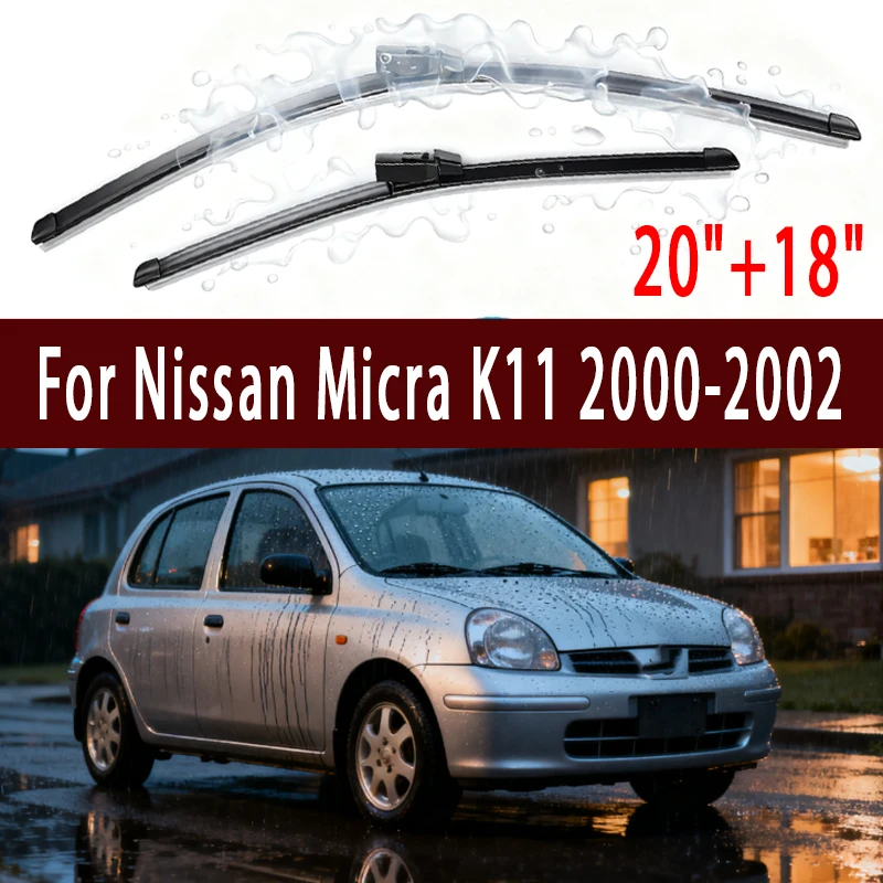 

Kcimo For Nissan Micra K11 2000-2002 Car Wiper U-type Soft Rubber Boneless Wiper HD Quiet Durable Automotive Wiper 20"+18"