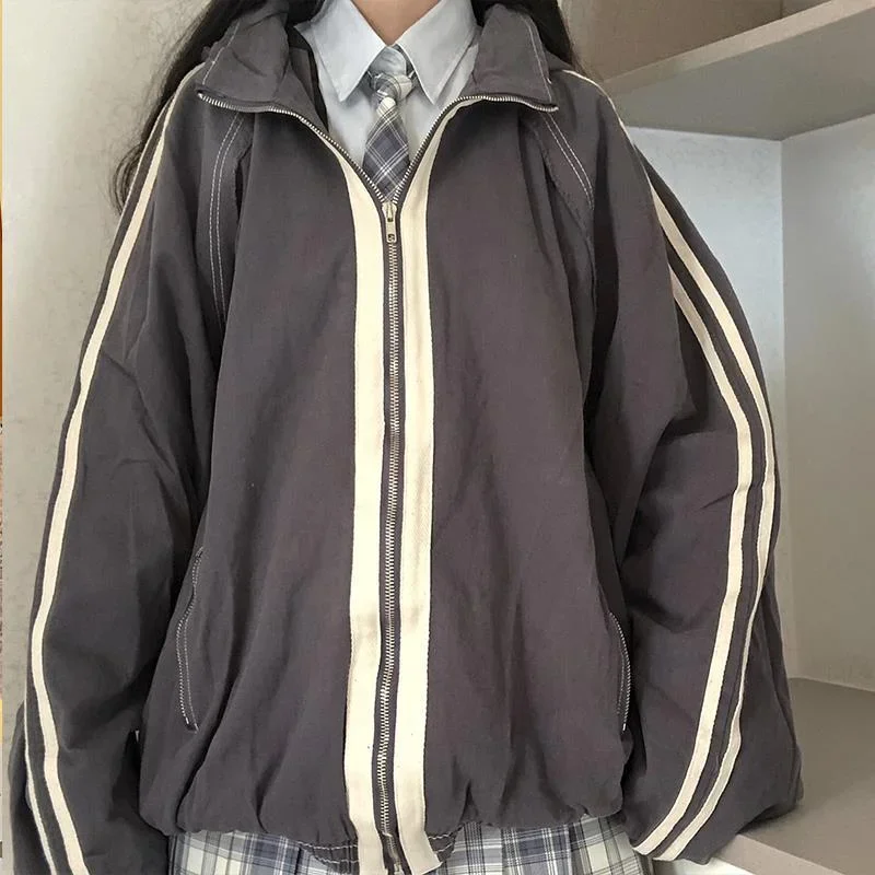 Deeptown Harajuku Fashion Jacket Women Oversized Korean Streetwear Preppy  Style Vintage 2000s Aesthetic College Jackets Zipper