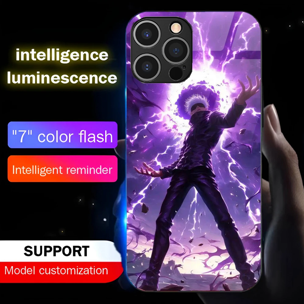 

Чехол для телефона со светодиодной подсветкой в стиле японского аниме с блестящим чехлом для Samsung S25 S24 S23 S22 S21 S20 FE Note 10 20 Plus Ultra