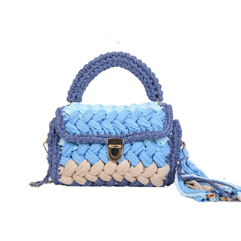 

Handmade Hyuna Style Woven Bag Women Crochet Tassel Crossbody Handbag Shoulder Bag DIY Knitted Tote Gift for Girlfrien