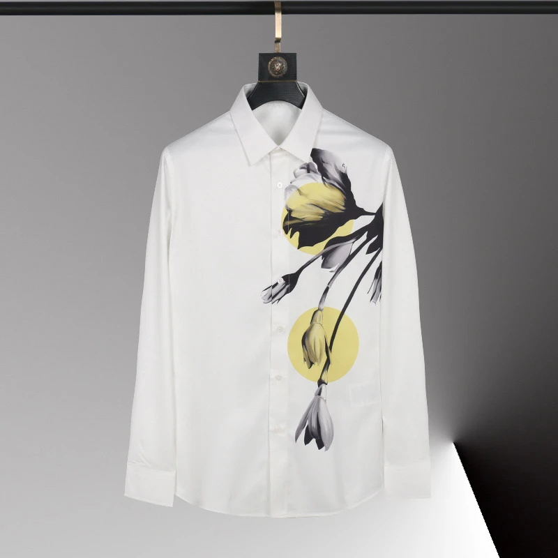 High-end men's shirt 3D printed pattern men's shirt long sleeve lapel fashion casual top Hawaiian shirt vacation large size 6xl
