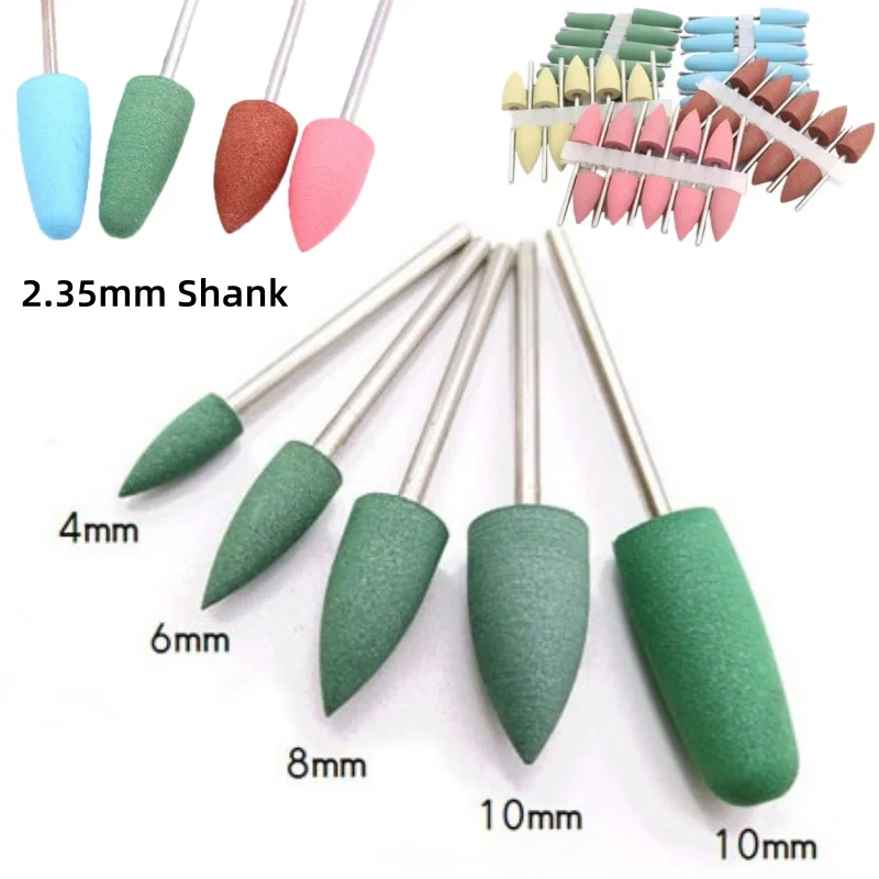 

4/6/8/10mm Silicone Grinding Head Dental Silicone Rubber Polishers Burs Grinding Heads 2.35mm Shank Drill Rotary Dentist Tool