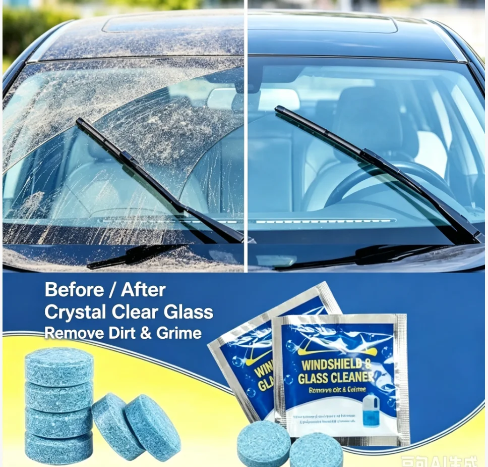 Solid Cleaner Car Windscreen Cleaner Effervescent Tablet Auto Wiper Glass Solid Cleaning Concentrated Tablets Detergent