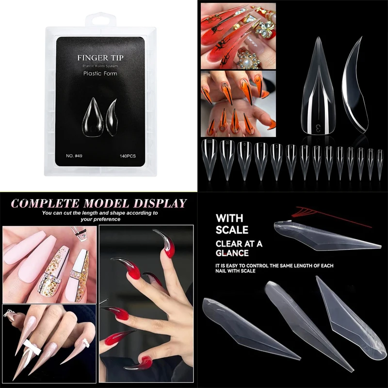 {MX} 70/140 pièces 3D griffe d'aigle incurvée faux ongles réutilisable cristal couverture complète presse sur pointe d'extension d'ongle