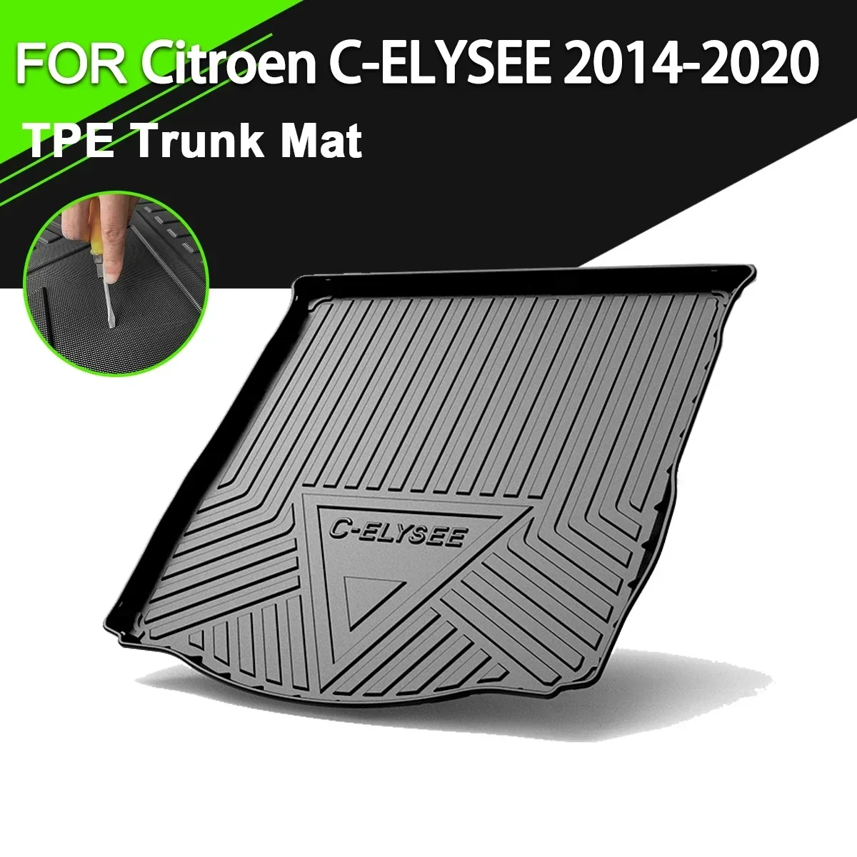 

Car Rear Trunk Cover Mat For Citroen C-Elysee 2014-2020 TPE Waterproof Non-Slip Rubber Cargo Liner Accessories