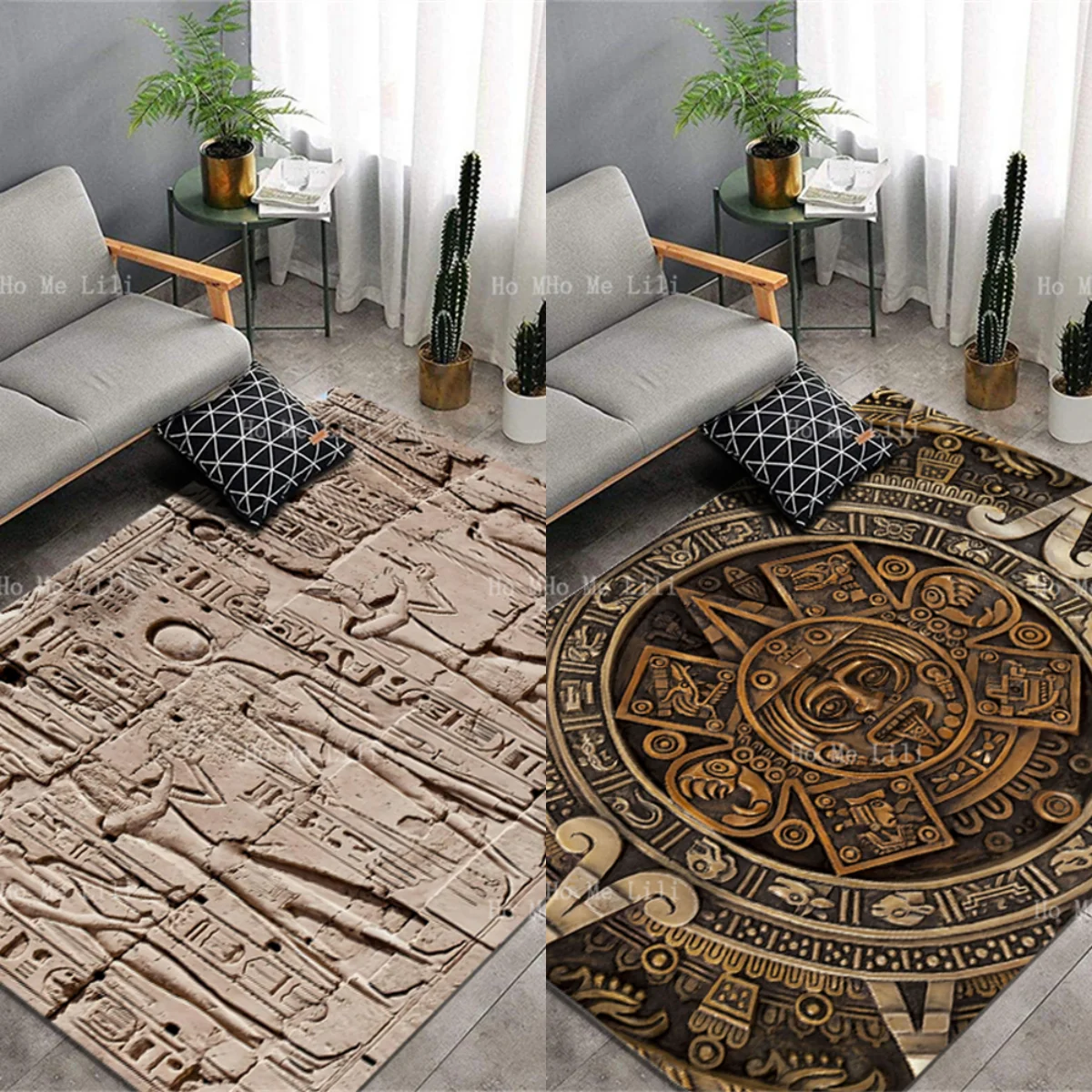 Pharaoh, The Hieroglyphic God Of Ancient Egypt.Mayan Culture.Non Slip Flannel Carpet For Home Decoration