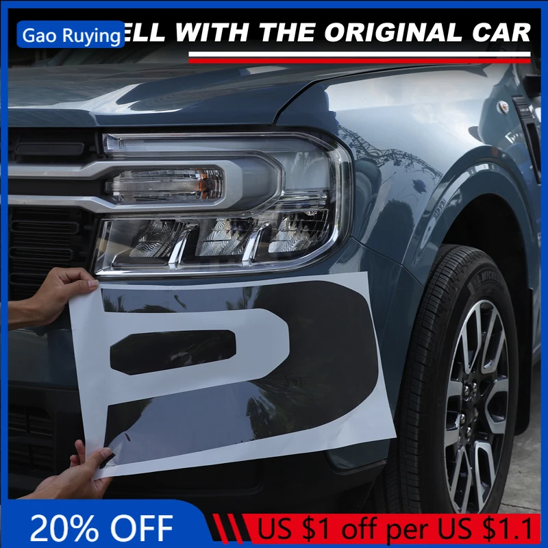 

Gao Ruying For Ford Maverick 2022-2025 TPU Black Car Front Headlights Decorative Film Sticker Car Accessories