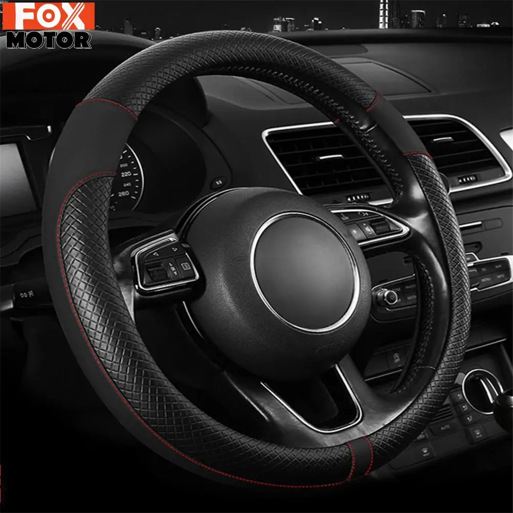 Sport Style PU Leather Steering Wheel Cover Anti-slip Wear-resistant Interior Accessories for Audi Q2 Q3 Q5 A3 A4 A5 S4 S5 S6