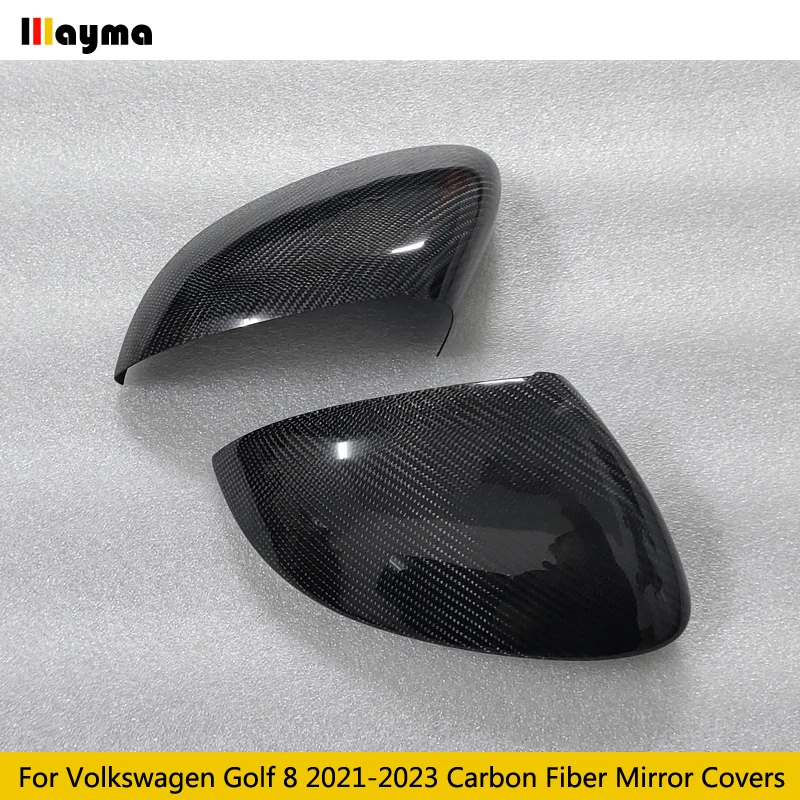 Carbon Fiber Mirror Covers For Volkswagen Golf 8 DSG R-Line 1.4T 2021 2022 2023 MK8 GTI 2.0T 1:1 Car Side Rearview Caps 2Pcs