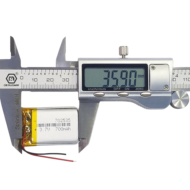 702535 Li-ion Battery 700mAh 3.7V Rechargeable Cell for Mini Electronics, LED Lights, DIY Tools, Wearable Devices