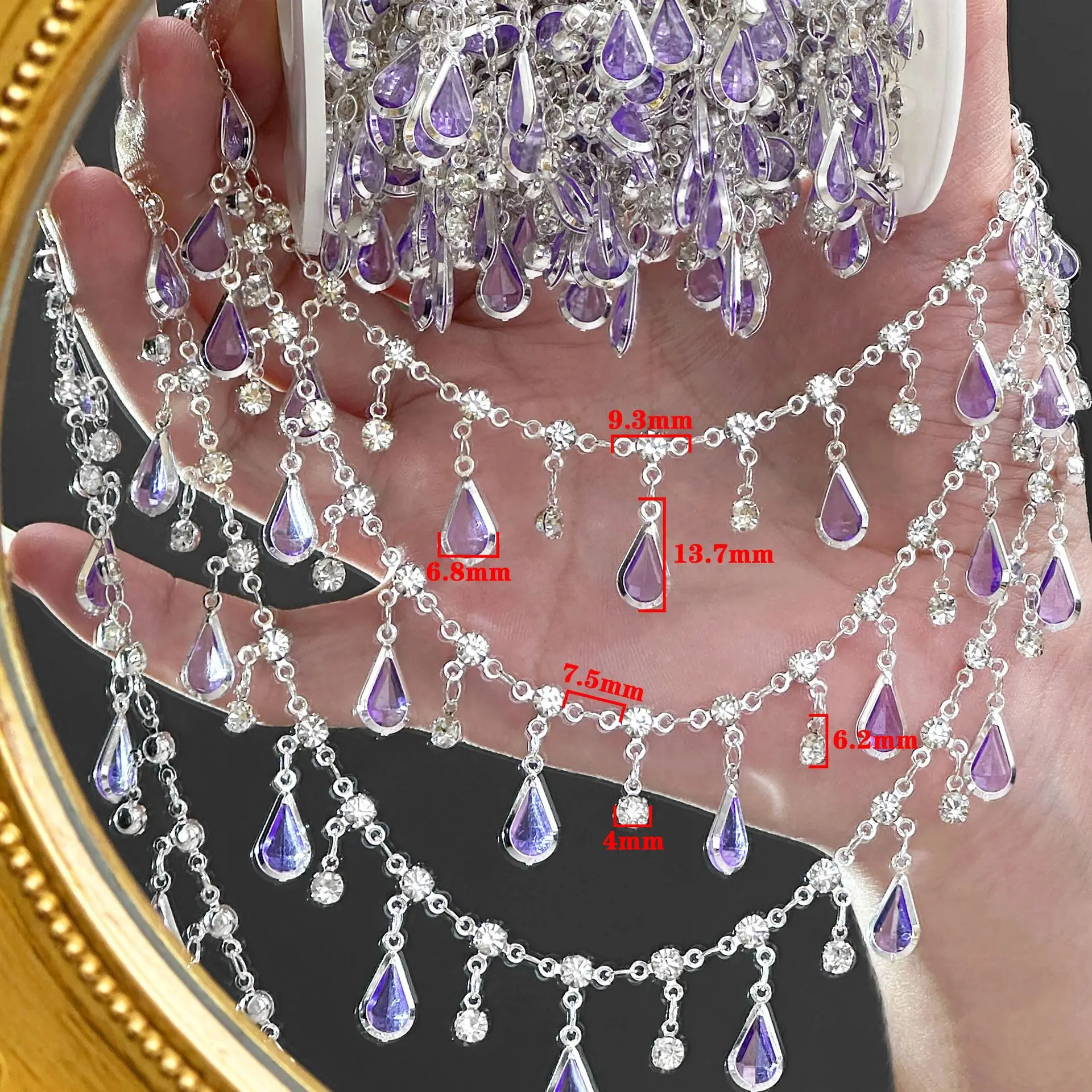 0,5/1/2 Exquisite Tropfenförmige Strass-Quaste Handgefertigte Kette DIY Halskette Armband Damen Schmuckzubehör Bekleidungsmaterialien – Detail 15
