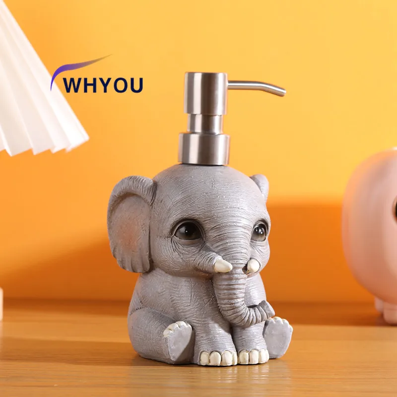 WHYOU-Resin Creative Elephant Liquid Soap Dispenser, Lotion Bottle, Emulsion, Latex Hand Wish Bottles, Bathroom Accessories Set