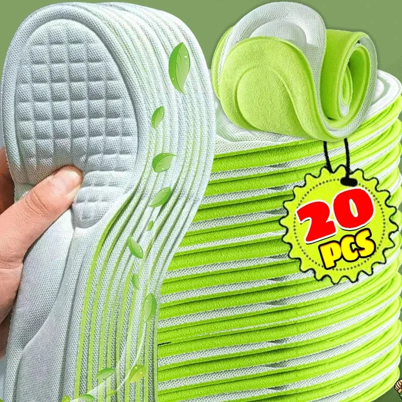 20 Stück orthopädische Unisex-Einlegesohlen aus Memory-Schaum, desodorierende Einlegesohle, Schuhe, Sport, absorbiert Schweiß, weiches, antibakterielles Schuhzubehör