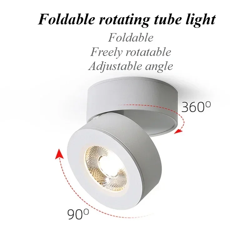 

SANDYHA Adjustable LED Wall Spotlights Ultra-thin Folding Cylindrical Ceiling Light Ideal for Home Decoration Energy-saving COB