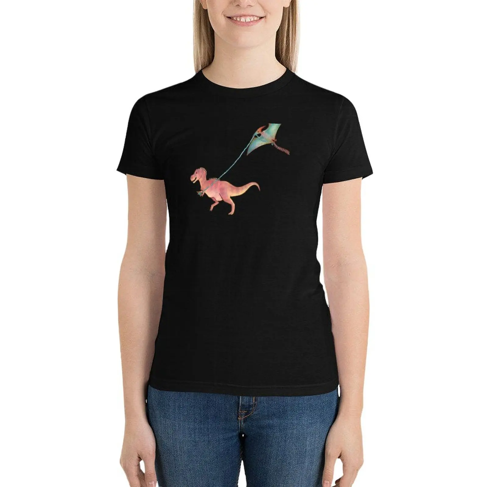 Kiteodactyl T-Shirt female animal print shirt for girls korean fashion Women's cotton t-shirt