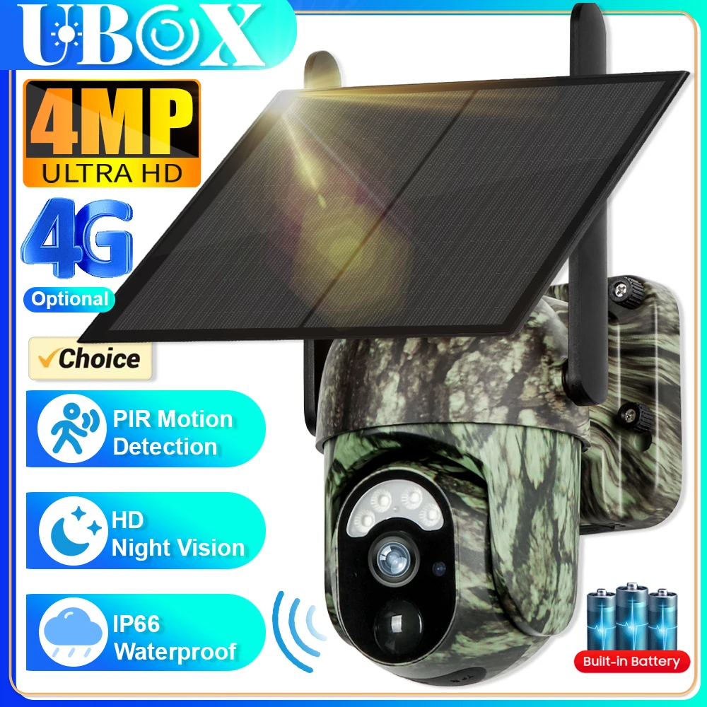 

Ubox 4G SIM/WiFi Cellular Trail Camera 2K Solar Security Camera Outdoor Security Protection Night Vision Human/Animal Detection