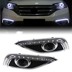 2Pcs Led Car DRL Daytime Running Lights with Yellow Turn Signal Light For Honda CR-V CRV 2012 2013 2014 Fog Lamp Auto Headlight