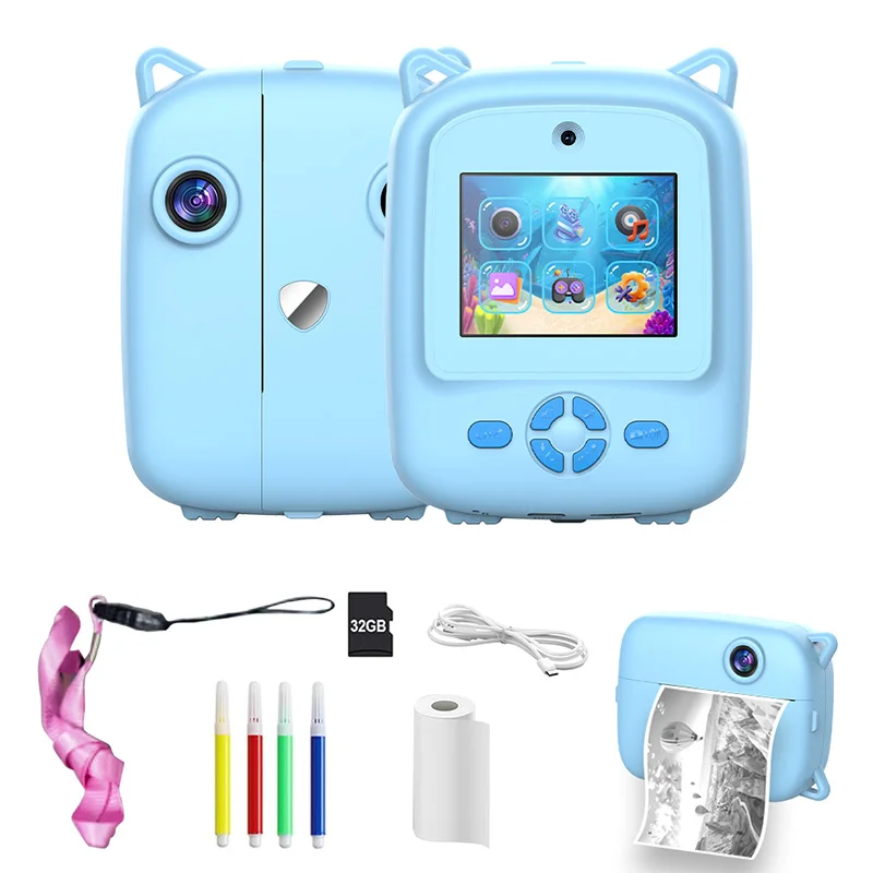 

Children Digital Instant Camera Thermal Print Quickly Print Photos 1080P HD Camera Support Timing Burst Shoot Memory Card