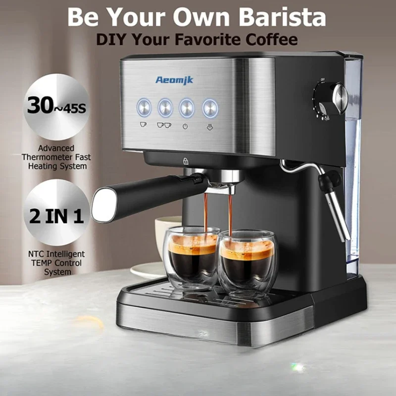 Aeomjk Full Semi-automatic Espresso Machine Home Small Milk Foam Machine ItaliAn-American NTC Temperature Control 110-240V