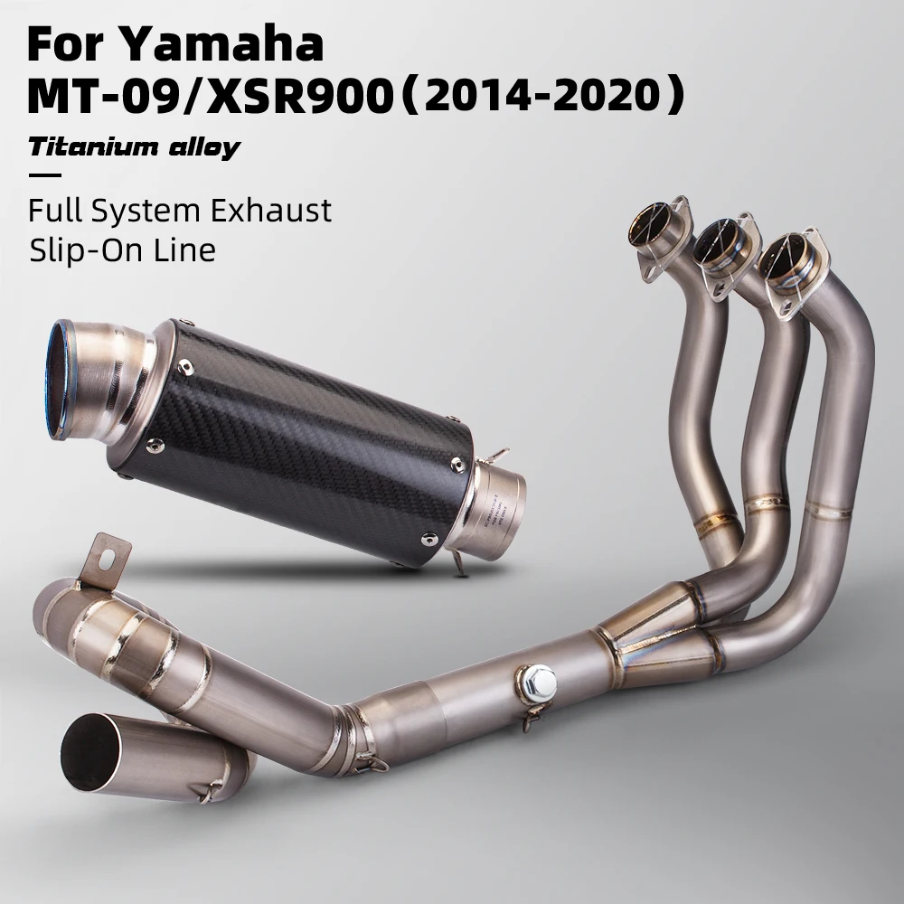 Slip On For MT-09 FZ-09 FJ09 MT09 2014-2020 Motorcycle Titanium alloy Exhaust Escape Systems Modify Front Link Pipe 51mm