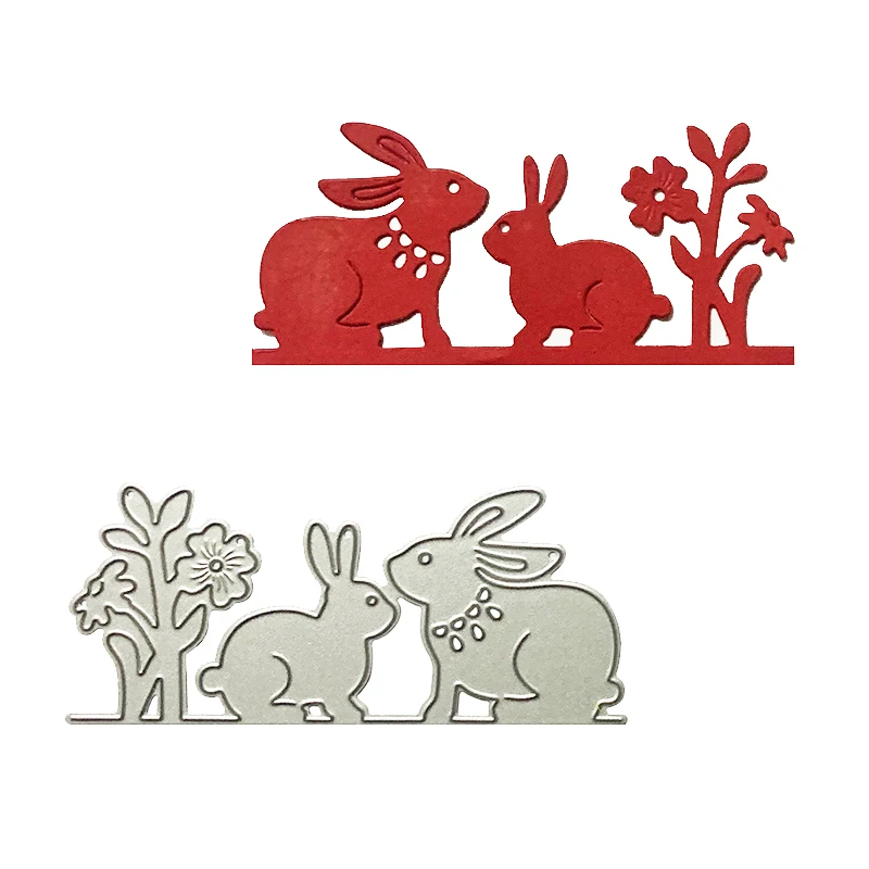 

Two Cute Bunnies Metal Cutting Dies for DIY Scrapbooking and Card Making Decor Embossing Craft Die Cut