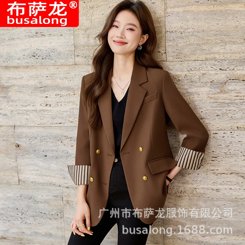 

2025Новый стильный модный костюм, повседневный женский профессиональный пиджак с длинными рукавами, официальная женская одинарная куртка, рабочая одежда1882