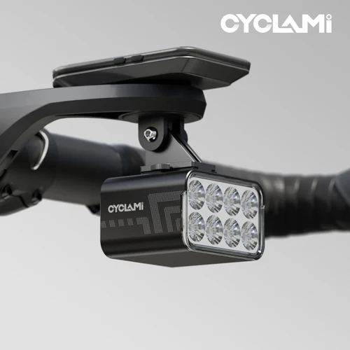 Faro de bicicleta de elevación remota inalámbrico, 1800 lúmenes, lámpara frontal de elevación, aleación de aluminio, CYCLAMI CYC1800 para carretera, MTB y montaña