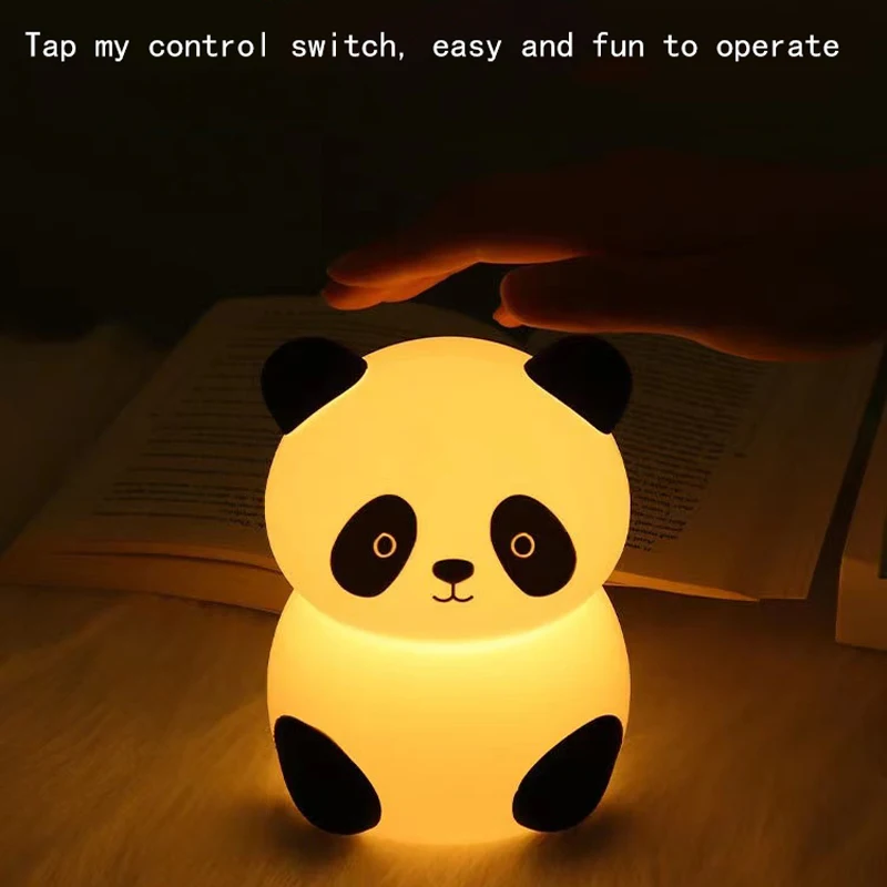 Panda Portable Night Light, Silicone Bedside Children's Sleeping Light, Valentine's Day Gift Rainbow Night Light