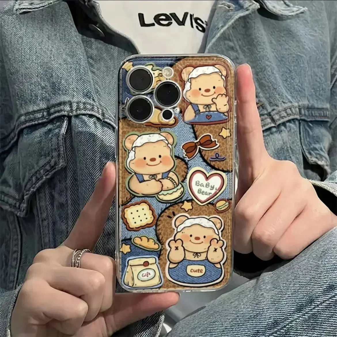 Cute Cowboy Butter Bear Clear Case For Samsung A73 A72 A71 A55 A52 A51 A50 A34 A35 A33 A32 A31 A30 A24 A23 A22 A13 A12 5G Cover