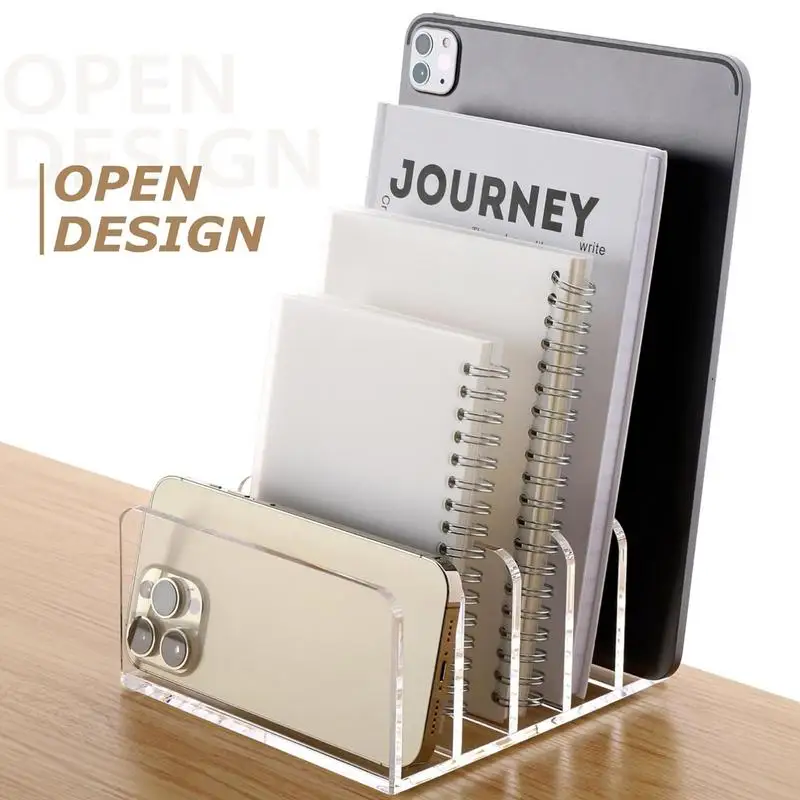 File Organizer Stand 5 Sections Vertical File Rack Mail Organizer Countertop Document Sorter For Envelope Folder