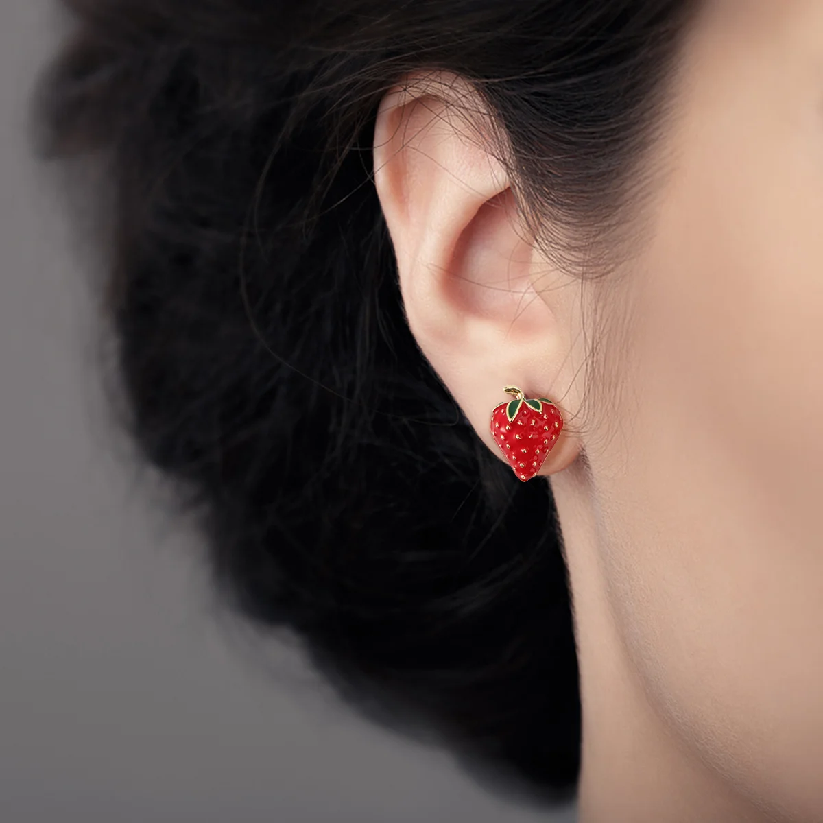 

2Pcs Strawberry Earrings Silver Plated with Genuine Cz Stones Bridal Wedding Gifts Graduation Promotion