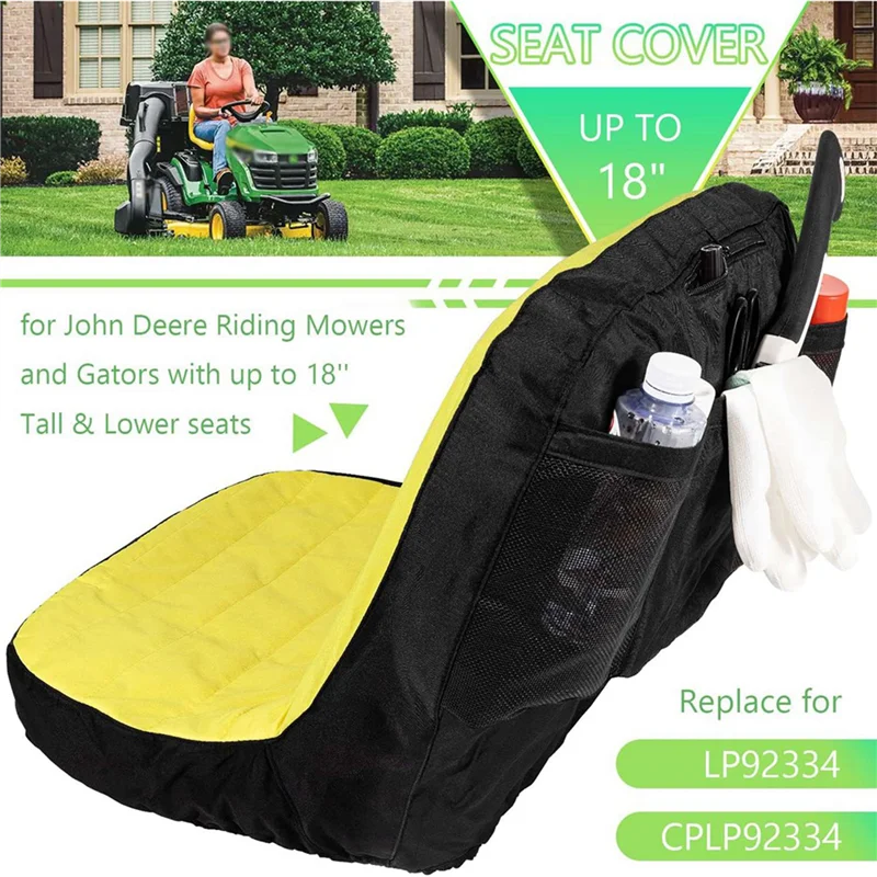 

2X LP92334 Large Seat Cover Riding Mower Cushioned Seat Up To 18Inch High For John Deere Mower & Gator, Comfortable