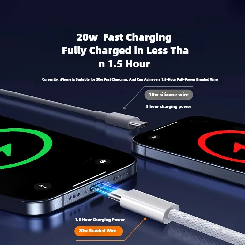 20W Fast Charger For iPhone 16 15 14 13 mini 12 11 Pro Max Plus X XR XS USB Type C Fast Charging Charger Cable Accessories