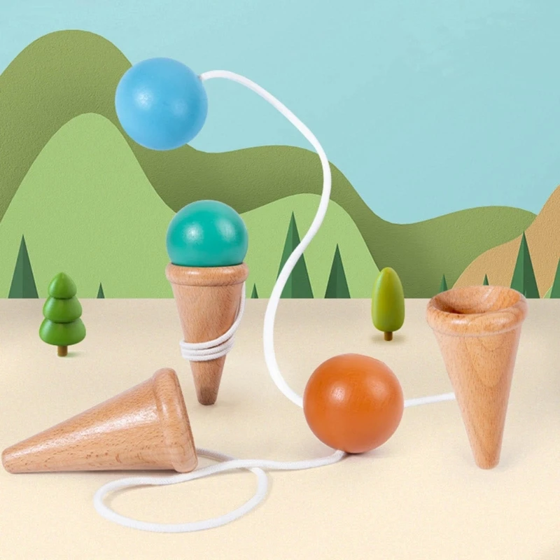 Japanese Kendama-Ball Wooden Skillful Ball Cup Throw Catch Ball Toy Interactive Game Ball Toddler Coordination Toy