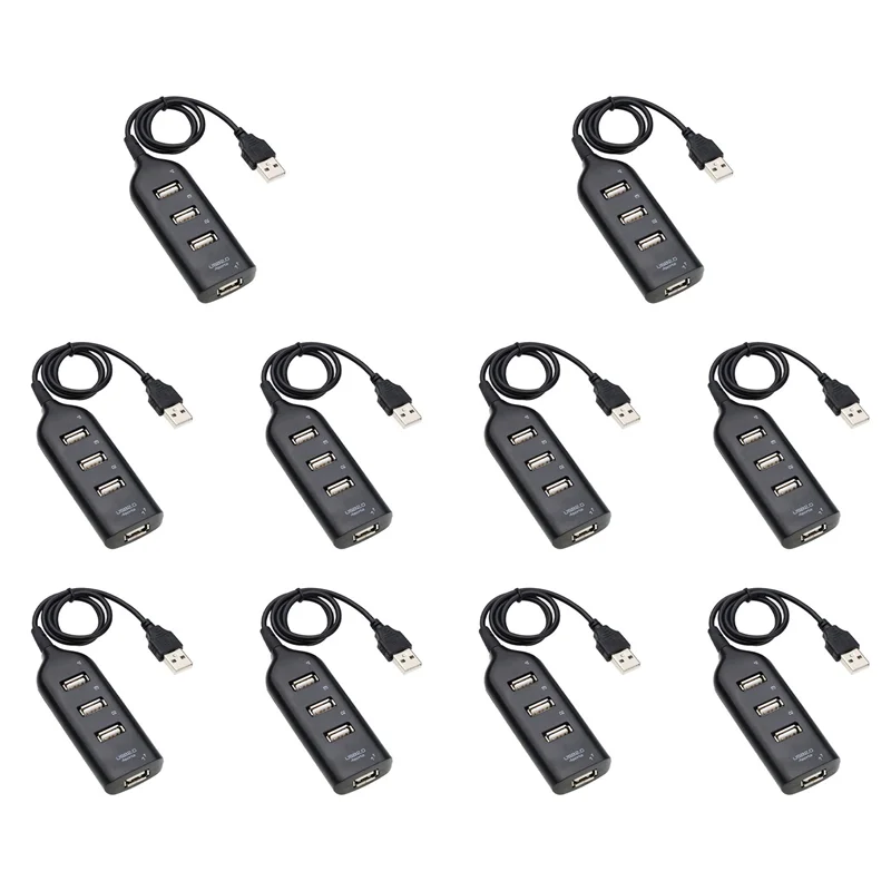 

【Sleek Design】10X USB-концентратор 2.0 Multi-USB, высокоскоростной разветвитель-концентратор, 4-портовый USB-адаптер-концентратор для приемника ноутбука, компьютерные аксессуары